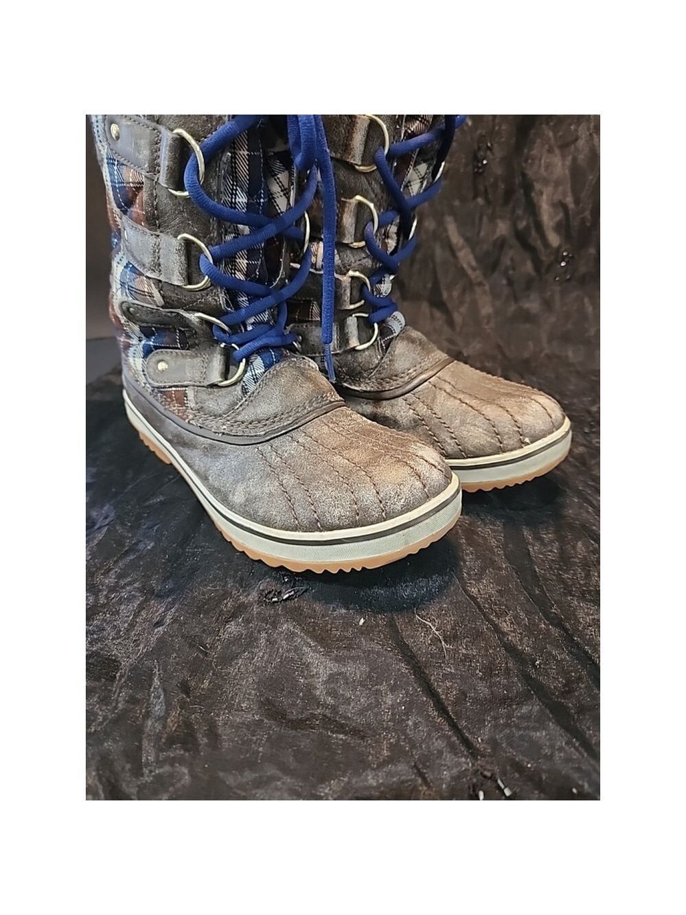 Sorel Boots Bracken Estate Plaid Tofino Winter Waterproof Faux Fur, Sz7, EUC - Picture 8 of 9